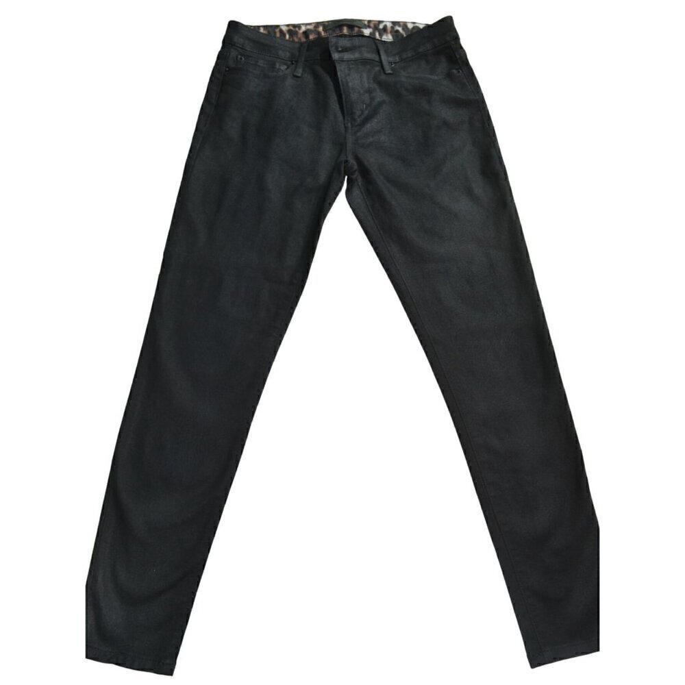 Joes Jeans Black Coated Skinny Jeans Leopard Print Lining- LT3123